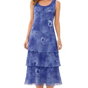 VINTAGE Cattiva Made in USA Union Tag Periwinkle Tiered Fairy Midi Dress Size 12